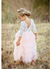 Ivory Lace Blush Pink Tulle Ruffle Flower Girl Dress Easter Dress